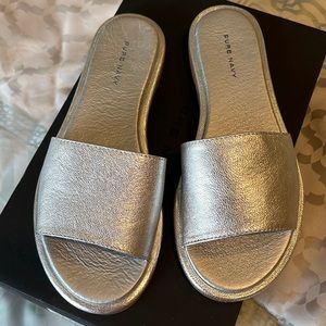 Silver leather slides by Pure Navy - Size 6. New in Box